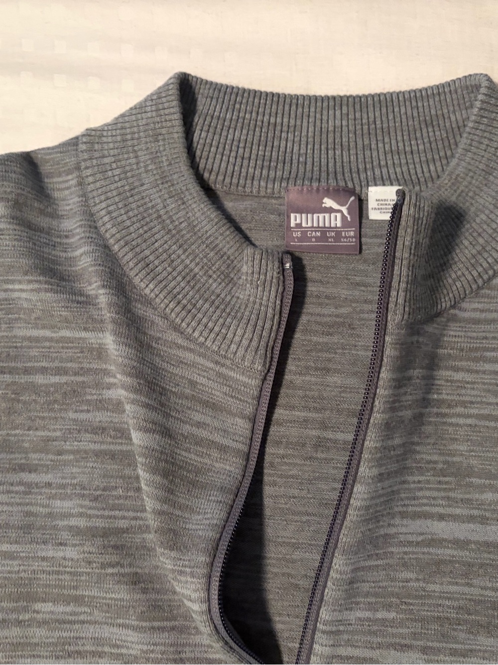 Puma Men's Heather Gray Zip-Up Sweater